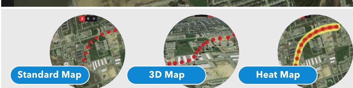 Tre modalità di visualizzazione: Standard Map, 3D Map, Heat Map